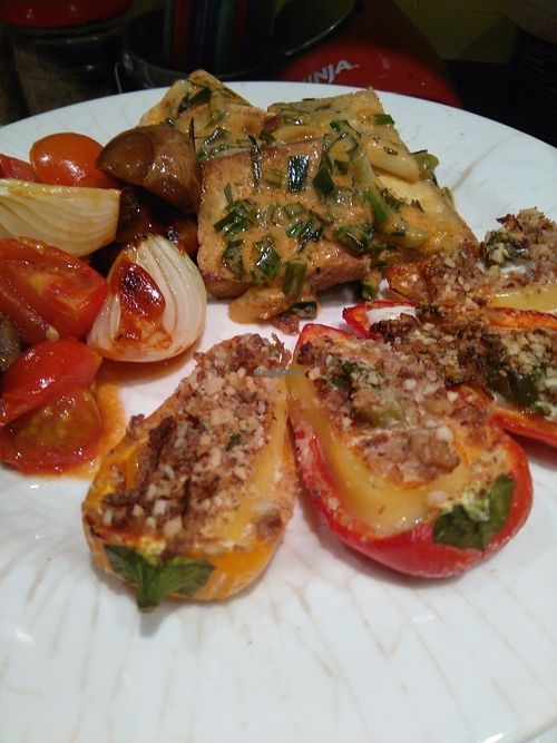 Baked Jalapeño poppers buttery tofu steaks  at Green Revolution in Nottingham