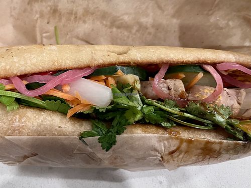 Banh mi (w jackfruit) #Veganuary at Le Croissant in Logan