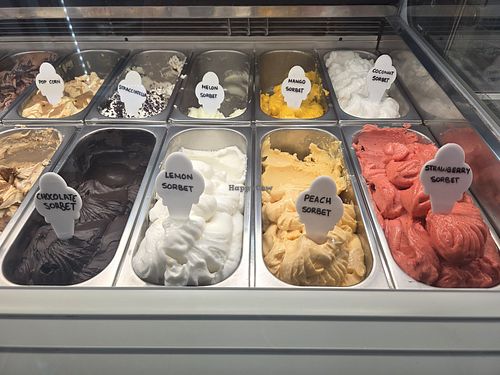 All sorbet flavours are vegan. at Gelateria Carino in Kos