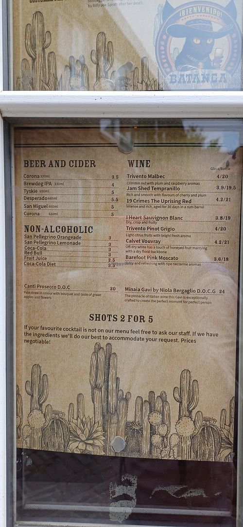 Menu 3 at Batanga in York
