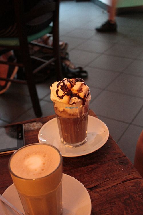 Hot chocolate with marshmallows and whipped cream at Chaostheorie in Berlin