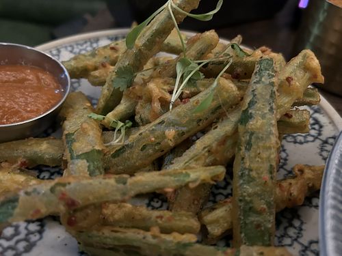 Okra fries   at Dakwala Bombay Canteen in Newcastle Upon Tyne