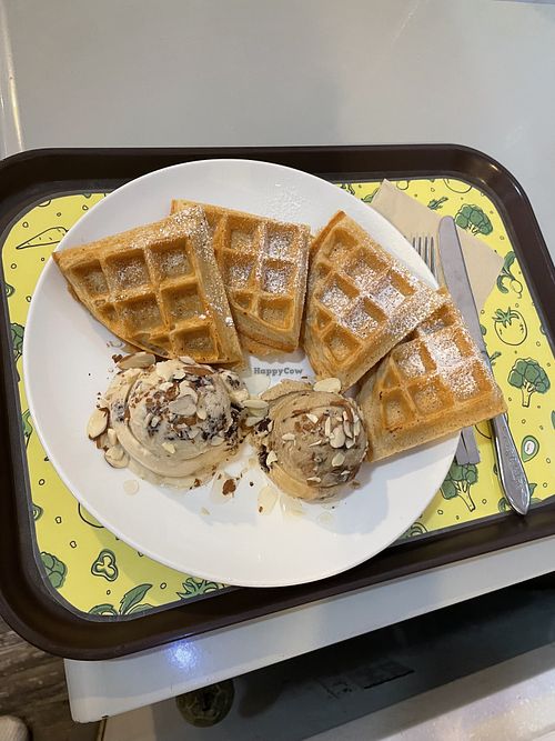 Vegan Waffle  at Loving Hut - Real Love in Seoul
