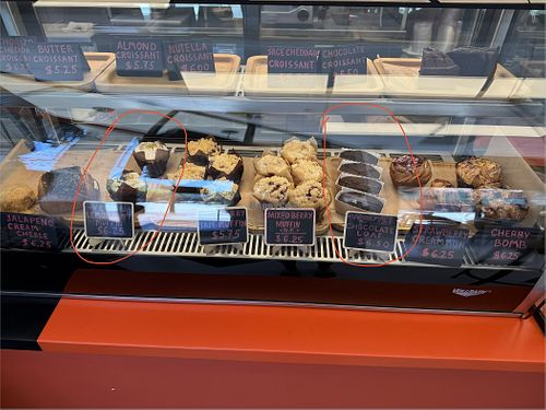 Circled the two vegan options    at Cafe Grano in Burbank