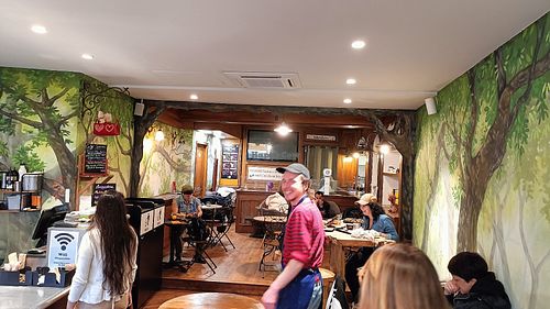 The main room at Brother's Coffee Shop in La Rochelle