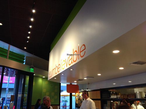 It says, 'yumbelievable.' at Veggie Grill by Next Level in La Jolla