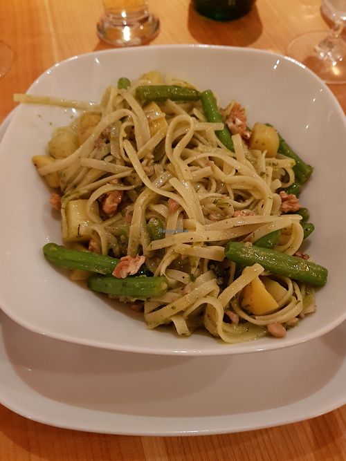 Linguine with pesto, green beans, potatoes and walnuts! at Karin's in Erding