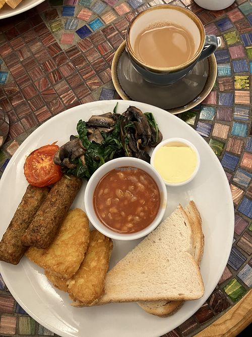Vegan Farmhouse Breakfast in the Café   at Farrington's Fish & Chip Shop in Farrington Gurney