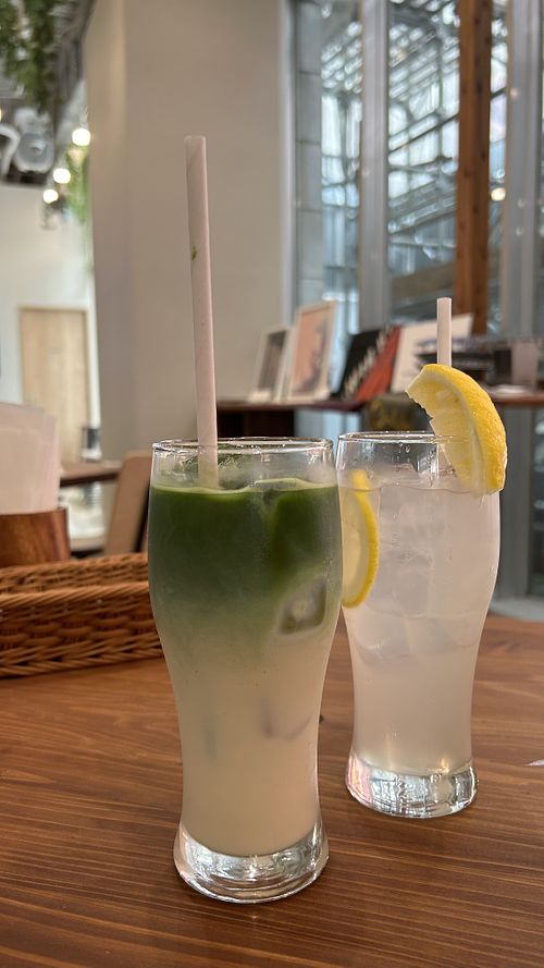 Iced soy matcha and lemonade  at Pivot BASE Cafe & Bar ＠Dotonbori in Osaka