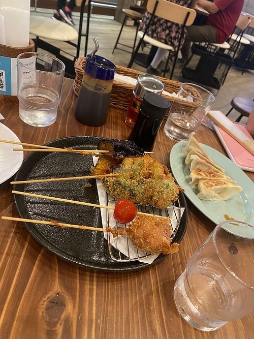 Vegan deep fried vegetables and dumplings   at Pivot BASE Cafe & Bar ＠Dotonbori in Osaka