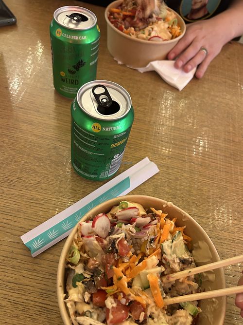 2 bowls and drinks  at Okie Poke  in Margate