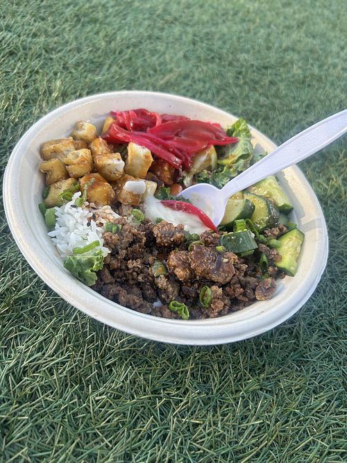 Impossible Meat and Tofu Bowl with Jasmine Rice!   at moonbowls   in Long Beach
