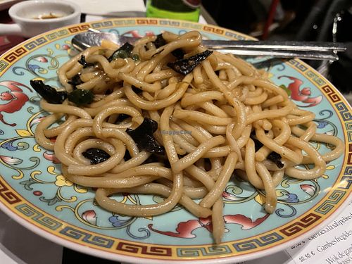 Vegan Udon pasta with “trompetes de la mort” mushrooms. I don’t recommend it, not so tasty at Out of China in Barcelona