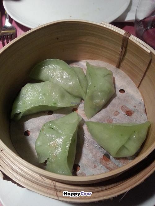 Steamed dumplings with vegetables and mushrooms at Out of China in Barcelona