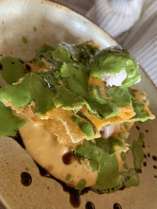 Lasagna scomposta di polenta  at Scara e Beo in Cortona