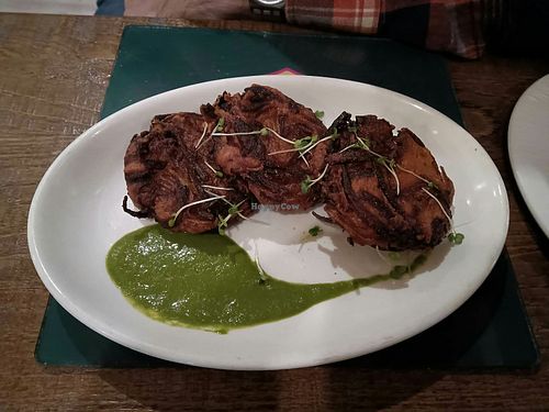 Onion bhajis at Sanskruti Restaurant in Manchester