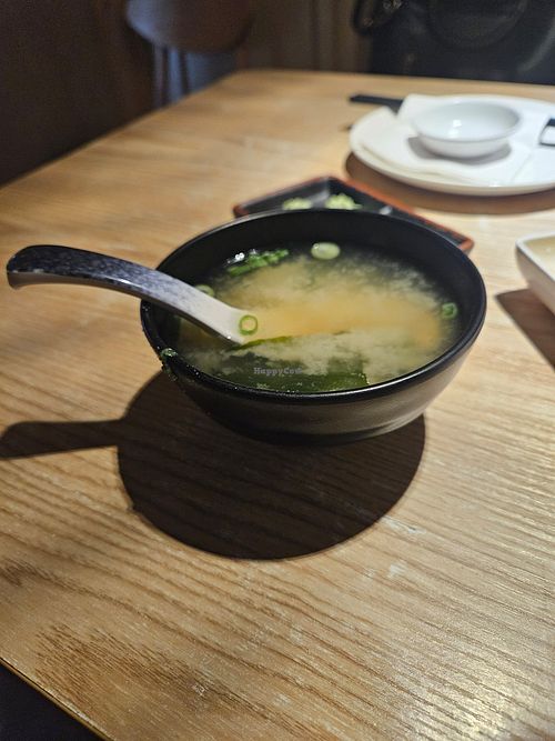 Miso soup at Taku Sushi & Ramen in Niagara Falls