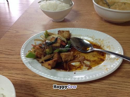 spicy basil with tofu at Bangkok Vegan in Albuquerque