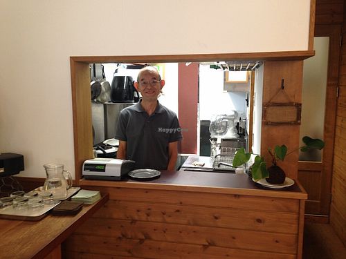 Ken, the owner, is super nice and his English is excellent.  at Veggie Cafe in Kyoto