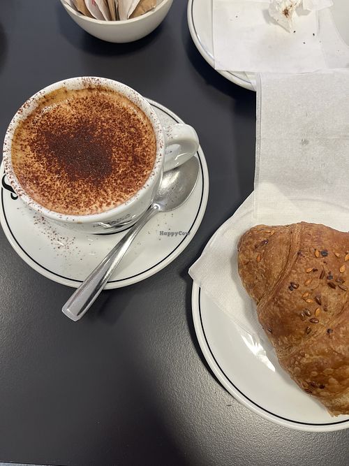 Soy cappuccino and vegan croissant  at Lugano Bakery & Cafè in Tortona