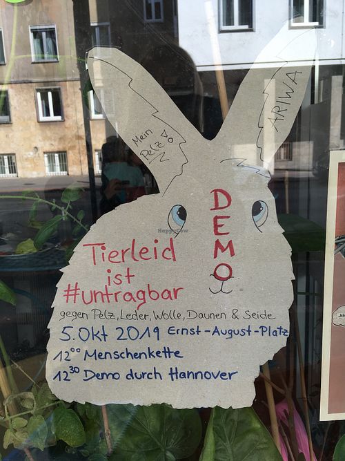 information about animal rights-demonstration at Cafe Gleichklang in Hannover