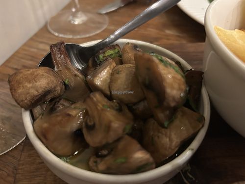 VG Garlic Buttered Mushrooms  at Aioli Restaurant by Chris Finnigan in Birtley