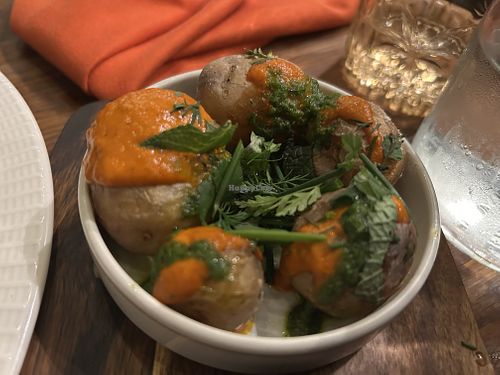 Canary Island Potatoes - Verde / Rojo  at Aioli Restaurant by Chris Finnigan in Birtley