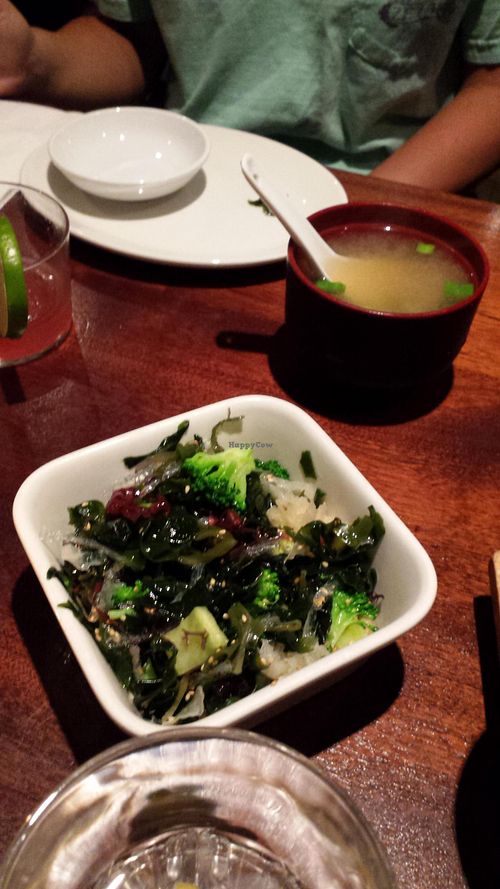 seaweed salad and miso soup at Yamamori Noodles in Dublin