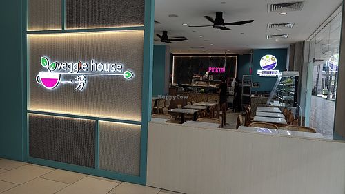 Exterior view of cafe. Veggie house is located at food street of centrepoint at Veggie House 一芳 - Orchard in Central Singapore