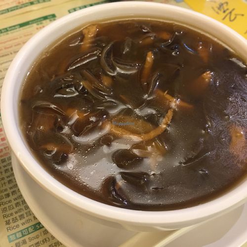 Mock shark's fin soup with lots of mushroom, fungus, mock meat, and rice vermicelli  at Jade Vegetarian - Jane Heart in Kowloon