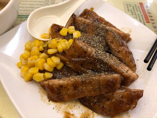 Vegan pork chop with black pepper sauce at Jade Vegetarian - Jane Heart in Kowloon