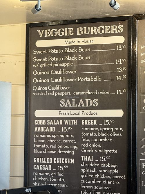 Menu Veggie Burgers (July 2026)  at Fat Ronnie's Burger Bar in Oak Bluffs