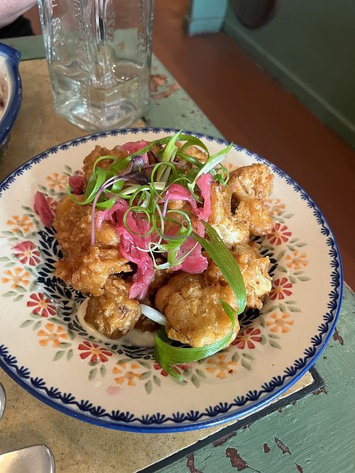 Vegan Fried Chicken
No chicken involved, just cauliflower, spring onions, ginger  at Borsch, Vodka & Tears in Windsor