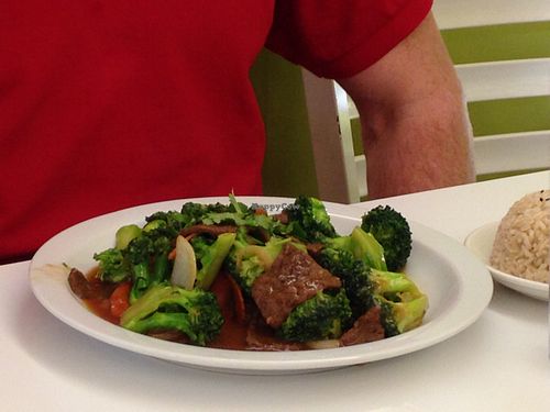 teriyaki broccoli  at Loving Hut in Sandy Springs