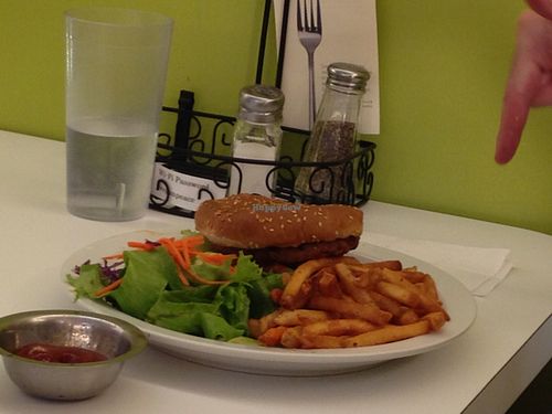 veggie burger at Loving Hut in Sandy Springs