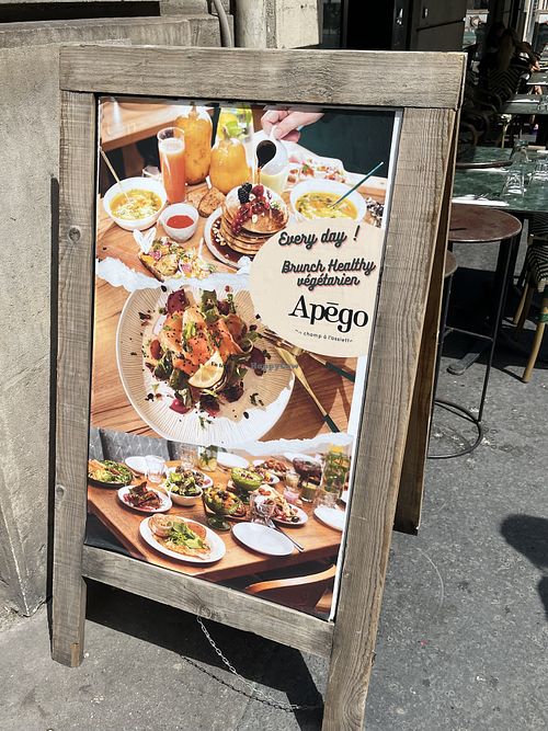 Their vegetarian ad caught my attention!  at Apégo in Paris