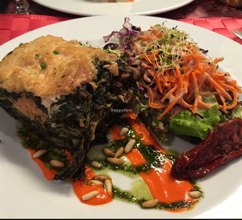 vegan amazing lasagna with spinach pinoli and vegan cheese  at Le Potager du Marais - Saint Paul in Paris