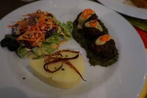 Rice/Champignon Balls with Curry Sauce at Le Potager du Marais - Saint Paul in Paris
