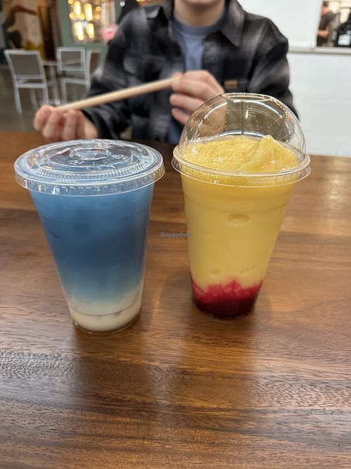Lavender Dream and Mango Slush with Dragon Fruit Puree   at Eat Bubbles in Nashville