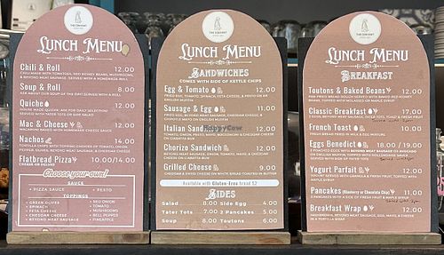Menu from the Convent Cafe  at The Convent Cafe in St Johns
