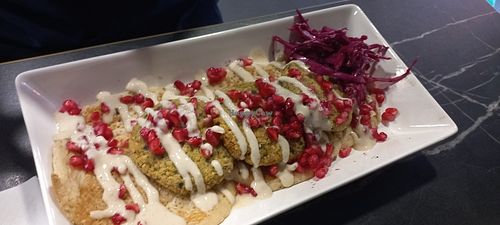 Vegan mezze pancakes at Coco & Nut Coffee in Sanderstead