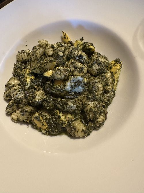 Gnocchi with pesto sauce.   at Old Faithful Inn Dining Room in Yellowstone National Park