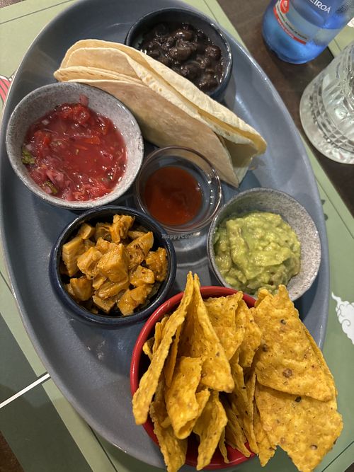 Tacos 3 units 15€ pretty filling vegan option ofc  at Papagaio Bistró in Redondela