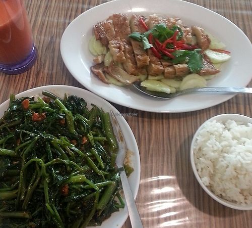 KangKong and steamed chicken. at Yuet Sum Hin 悦心轩 in Kuala Lumpur