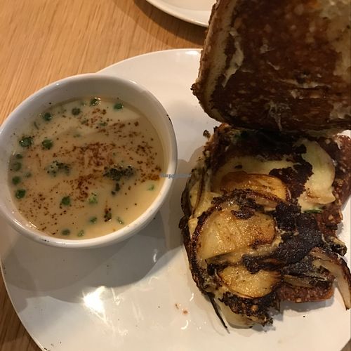 Broccoli and Cashew Cheese soup and Grilled ";Cheese";  at The Loaded Bowl in Oklahoma City