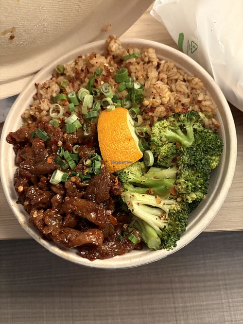Orange chicken with rice and broccoli   at The Loaded Bowl in Oklahoma City