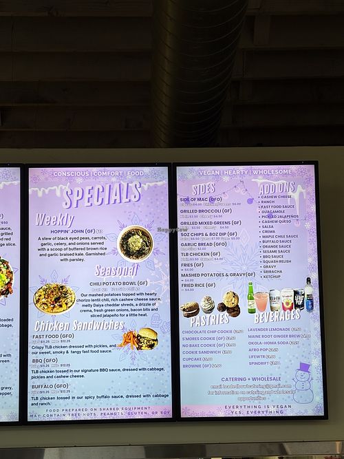 Middle and end of menu board inside restaurant   at The Loaded Bowl in Oklahoma City