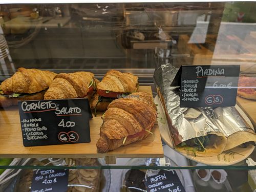 savory croissants and piadinas at 100% Bio Lab in Rome