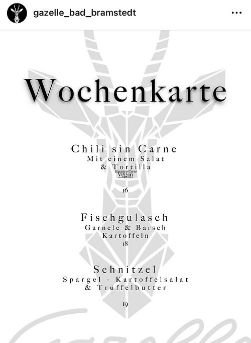 Wochenkarte (Beispiel )  at Gazelle in Bad Bramstedt