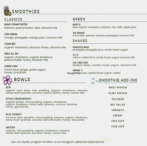 Menu   at BlendCraft in Petaluma